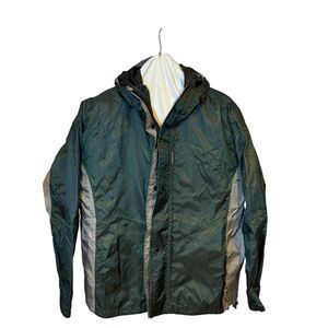 Stearns Dry Wear Rain Jacket Adult Mens M Medium Green Packable Hood Full Zip